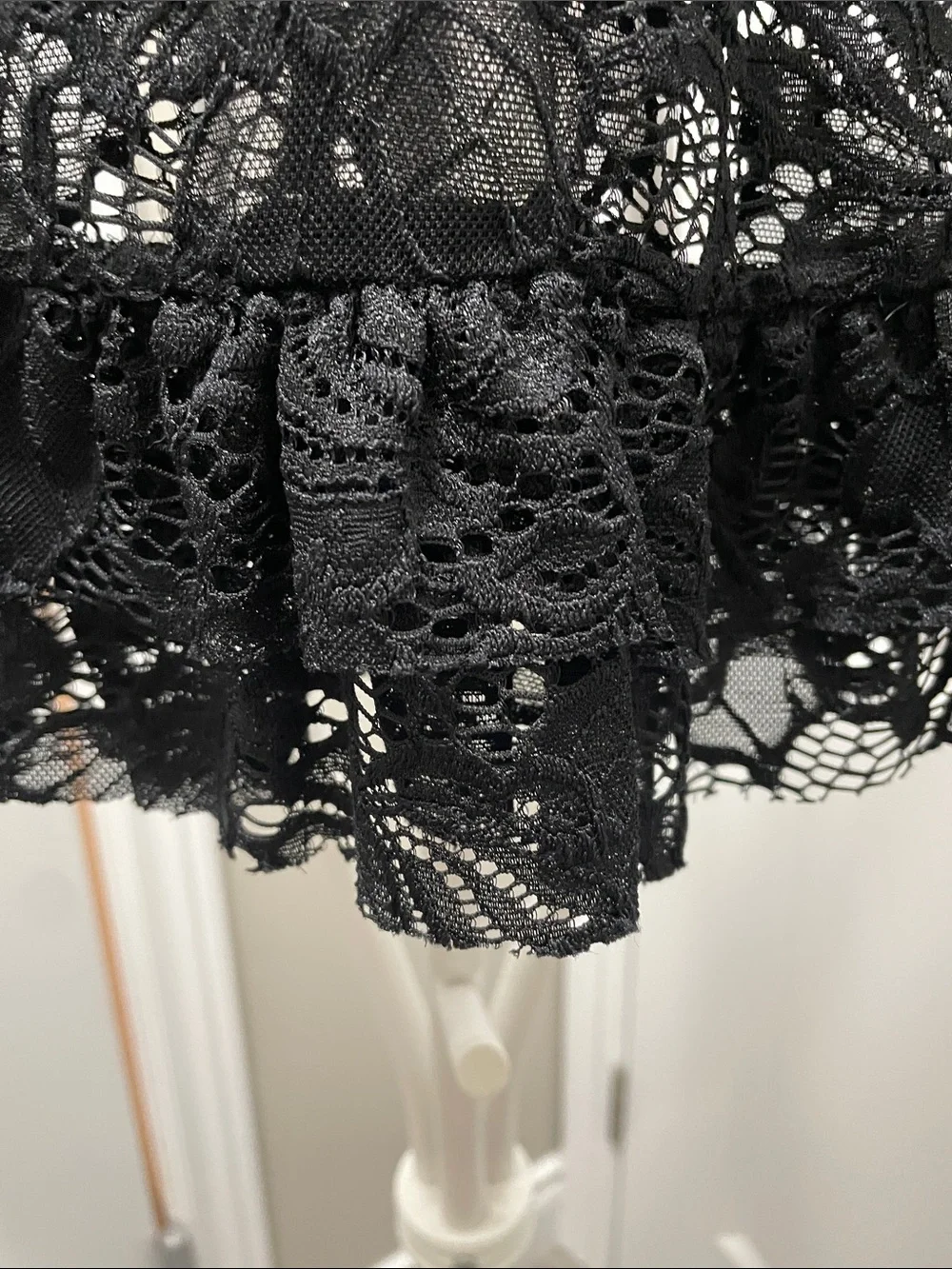 Only Black Lace Ruffle Hem Long Sleeve Blouse - Picture 3 of 5